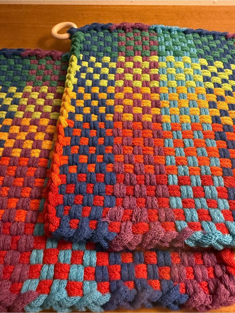 Handwoven Rainbow Cotton Pot Holders